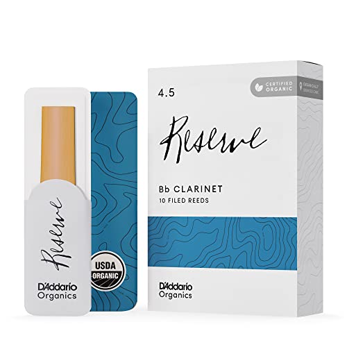 DAddario Organic Reserve Bb Clarinet Reeds Strength 4.5, 10-Pack