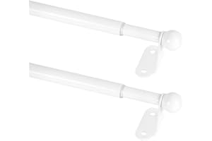 KXLife 2 Pack Small Curtain Rod 18-30 Inch, 1/2” Diameter, Cafe Door Curtain Window Rod, Adjustable Drapery Rods with Bracket