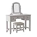 Home Styles Naples White Vanity Table and Bench with Mirror, Center Drawer, Two Outer Drawers, and Brushed Nickel Hardware