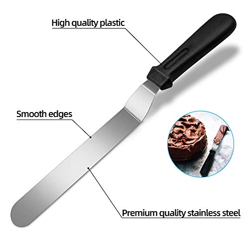 GreeSuit Cake Decorating Baking Knife - Angled Icing Spatula Metal Stainless Steel Palette for Kitchen Cake Baking Decorating, Polypropylene Handle Icing Tools - Set of 3