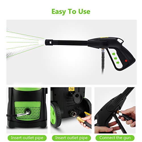 Suyncll High Power Washer Electric Pressure Washer,3800PSI 2.8GPM Pressure Washer Car Patio Garden Yard Cleaner(Green) - Thumbnail 4