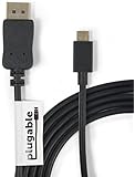 Plugable USB-C to DisplayPort Adapter Cable (6'/1.8m) for MacBook Retina 12" 2015 / 2016, Chromebook Pixel 2015, ThunderboltTM 3 & More (Supports 4K / UHD Displays up to 3840x2160@60Hz)