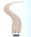 Fabwigs Tape In Human Hair Extensions - 16 18 20 22 24 Inch 20pcs 30g-70g Set - Silky Straight Skin Weft Human Remy Hair (18 Inch #60 Platinum Blonde)