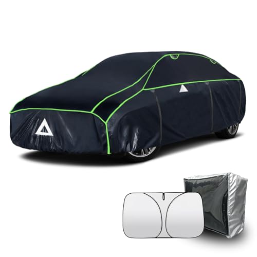 Cowtcver Car Hail Protection Cover, Outdoor Car Hail Protection Garage with Separate Sunshade, Car Cover for Protection from Hail, Sun and Rain (Saloon 470-490cm)