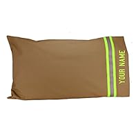 Fully Involved Stitching Personalized Firefighter Pillow Case (Tan)