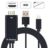 Compatible with iPad iPhone to TV HDMI Adapter,1080P High resolution HDMI Adapter Cable,Support 1080P HDTV Compatible with iPhone X 8 7 6 Plus 5s 5, iPad, iPod to TV Projector Monitor