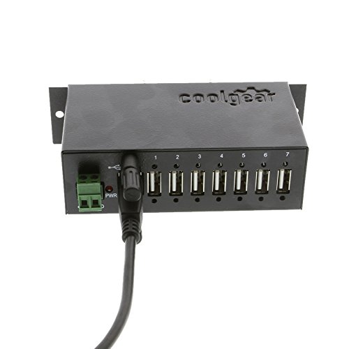 Coolgear Surge Protected Metal 7-Port USB 2.0 Hub w/ DIN RAIL Mounting Kit Japan NEC Chip