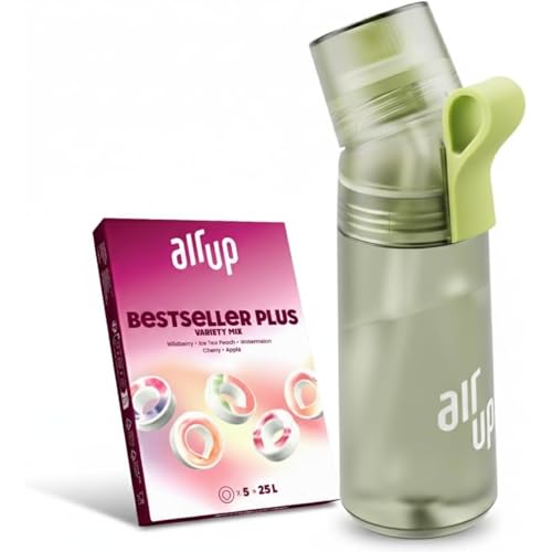 air up Twist Pro Discovery Set with 5 Pods I Bottle 600 ml Sugar Free Flavours Dishwasher Safe BPA Free Colour Green