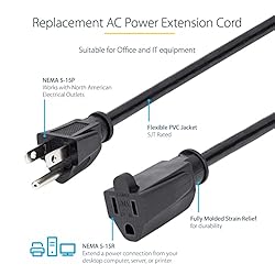StarTech.com 25ft (7.6m) Power Extension Cord, NEMA