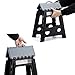ACKO Folding Step Stool for Adults and Kids 16 Inch Stool Non Slip, Folding Heavy Duty Plastic Foldable Step Stools Hold Up to 300lb Stepping Stool 1 Pack(Black+Grey)