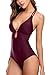 SOCIALA Sexy One Piece Bathing Suits for Womens Strappy Swimsuits Lace up Monokinis Wine Red Medium