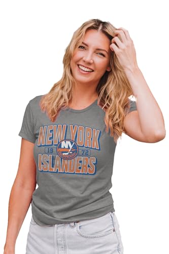 New York Islanders NHL Officially Licensed Women's Tri-Blend T-Shirt Gray, X-La…