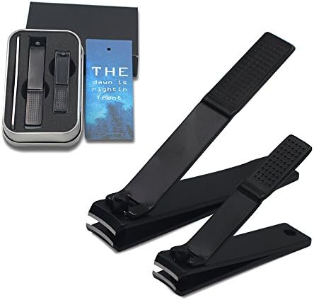 Nail Clipper Set Stainless Steel Fingernail&amp;Toenail Clippers Black Sharp Nail Cutter with Luxurious Case
