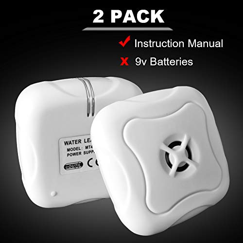 Water Alarm & Sensor 2 Pack, eOUTIL 95 DB Water Leak Detector - Wireless Leak Alert and Flooding Alarm for Home Security, Kitchen, Bathroom, Basement and More