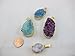 Agate Pendant Natural Druzy Agate with Gold Bezel One Hooks Set of 3 Mixed Shape Mixed Color