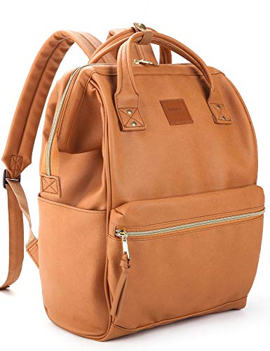 Kah&Kee Damen Rucksack PU-Leder Wasserdicht 14-15 Zoll Elegant Laptop-Tasche für Lehrerinnen & Büro-Arbeit, Vintage Daypack ideal als Handgepäck für R