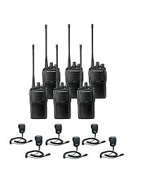Paquete de 6 radios bidireccionales Motorola VX 261 UHF PREPROGRAMADOS con 6 micrófonos de altavoz (MH 450)
