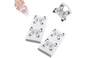 VNC 200 Pcs Nail Form Guide Acrylic Tip Extension Forms Black And White Color Sticker Rroll Manicure Tool for Acrylic UV Gel Nail Art Tips Butterfly Shape Long Nail Extension Bluider Forms