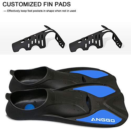 ANGGO Short Swim Fins for Diving and Snorkeling (Light Blue,XL) - Thumbnail 2