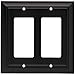 Franklin Brass Architectural (1-Pack) Decorative Light Switch Cover Matte Black 2-Gang Decorator/Rocker Wall Plate Double Electrical Outlet Guard 64211