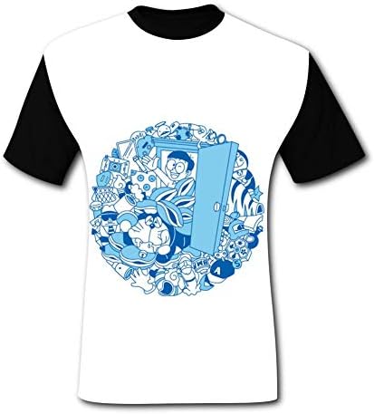 BOLIHENG Doraemon Blue Men's Short Sleeve Moisture Absorbing Sports T-Shirt