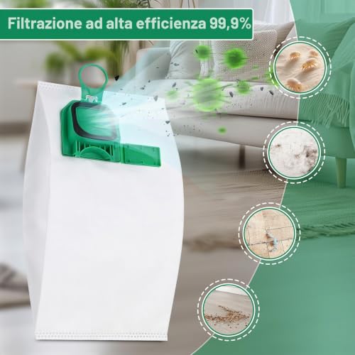 12 Vacuum Cleaner Bags for Vorwerk Kobold VK140 VK150 FP140 FP150 + 4 Filters + 1 Brushes, Compatible Accessories, High Efficiency Microfibre Filter Bags