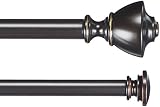 AmazonBasics Double Curtain Rod with Urn Finials - 36" to 72", Bronze
