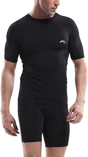 WP Men's Outdoor Sports Quick Dry Athletic Tight Elastic Short Sleeves Shirts