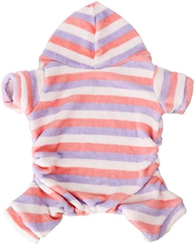 GONKOMA Pet Puppy Apparel, Winter Warm Padded Outfit Striped Velvet Small Dog Costumes Pet Clothes