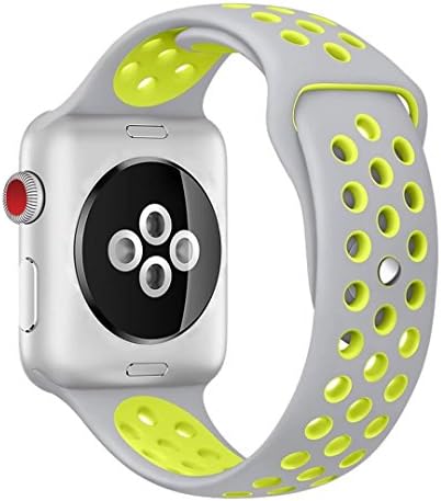 iOME Soft Silicone Bracelet Band Wristband with Quick Release Replacement Band for 2017 New Watch 38mm Series 3/2/1 Sport Edition (M/L, Gray / Volt Yellow)
