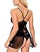 Ababoon Womens Babydoll Lingerie Set Plus Size, Black, Large