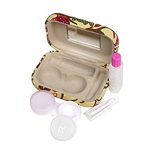 Lesirit Print Owl Contact Lens Case with Bottle Travel Kit (Red)
