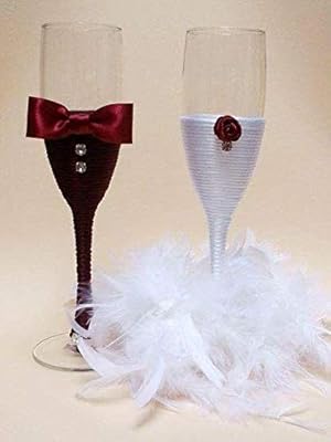 decorated bridesmaid wine glasses