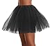 Women's, Teen, Adult Classic Elastic 3, 4, 5 Layered Tulle Tutu Skirt (One Size, 3Layer-Black)