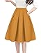 Tandisk Women's Vintage A-line Printed Pleated Flared Midi Skirt with Pockets