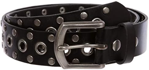 Vintage Distressed Leather Jean Belt with Grommets Square Buckle Beltiscool Square Buckle Grommets Vintage Distressed Leather  main image 3