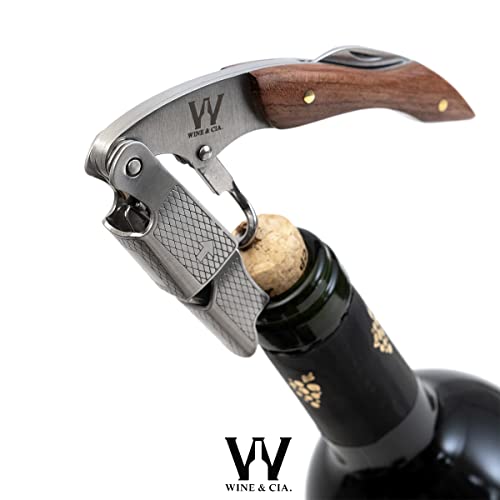 Abridor De Vinho Profissional Tipo Sommelier Saca Rolhas Em Aco 304 + Madeira Marrom