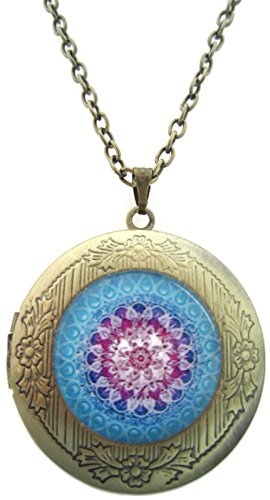 Locket necklace for women mandala jewelry bronze pendant