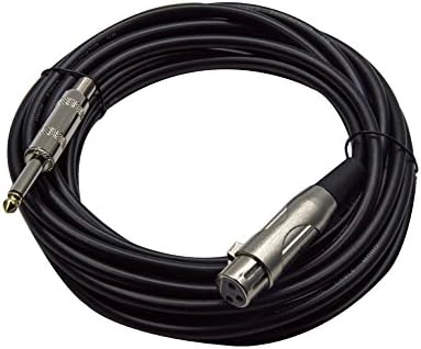 Elanx 1/4 inch TS Mono 6.35mm Plug to 3-Pin XLR Female Rubber Cable 6m (20ft)