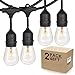 2-Pack 48Foot Heavy Duty Outdoor Patio String lights, Edison Vintage Dimmable 11S14 Bulbs w/ 15 Hanging Sockets, Commercial Grade Weatherproof Market Cafe Lights for Bistro Backyard Pergola Party, Blk