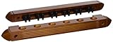 HJ Scott CR1022 6-Cue Wall Mount Billiard Cue Rack with Cue Clips, OW Mahogany
