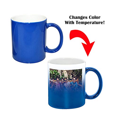Personalized Add Your Custom Text and Photo White Ceramic 11 Oz Coffee Mug Customizable Gift For Him, For Her, For Boys, For Girls, For Husband, For Wife, For Men, For Women (Green Color Changing)