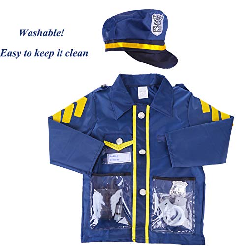 RuiyiF Police Costume for Kids Role Play Costume Set for Toddler Boys Girls with Police Cap, Handcuffs and Accessories, Pretend Play Toys