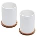 MyGift 4-Inch White Ceramic Succulent Planter Pots w/Removable Bamboo Saucers, Set of 2