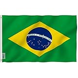 Anley [Fly Breeze 3x5 Foot Brazil Flag - Vivid Color and UV Fade Resistant - Canvas Header and Double Stitched - Brazilian National Flags Polyester with Brass Grommets 3 X 5 Ft