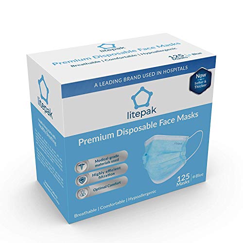 (125ct Box) Disposable Face Mask Premium Soft Earloop 3Ply