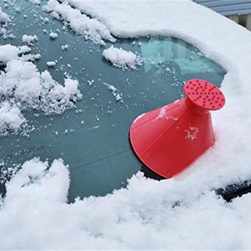 LonTime Scrape A Round Ice Scraper Cone Magic Cone-Shaped Windshield Ice Scraper Car Snow Removal Shovel Tool (Red) - Thumbnail 3