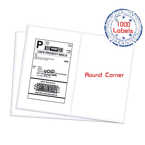 RyhamPaper Shipping Labels with Round Corner, 8.5 x 5.5 Inches Half Sheet Self Adhesive Shipping Address Labels for Laser and Inkjet Printer, 1000 Labels
