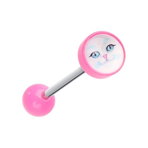 Amazon.com: 14 GA Kitty Cat Face Acrílico Logo Barbell 316L ...