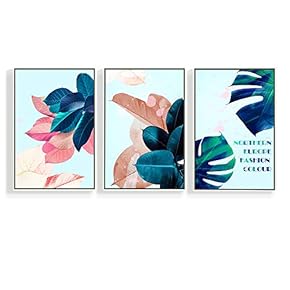 3 Piece Canvas Wall Art for Living Room, Bedroom Green Plants Framed Canvas Prints for Home Decoration Ready to Hang - 16"x24"x3 Panels